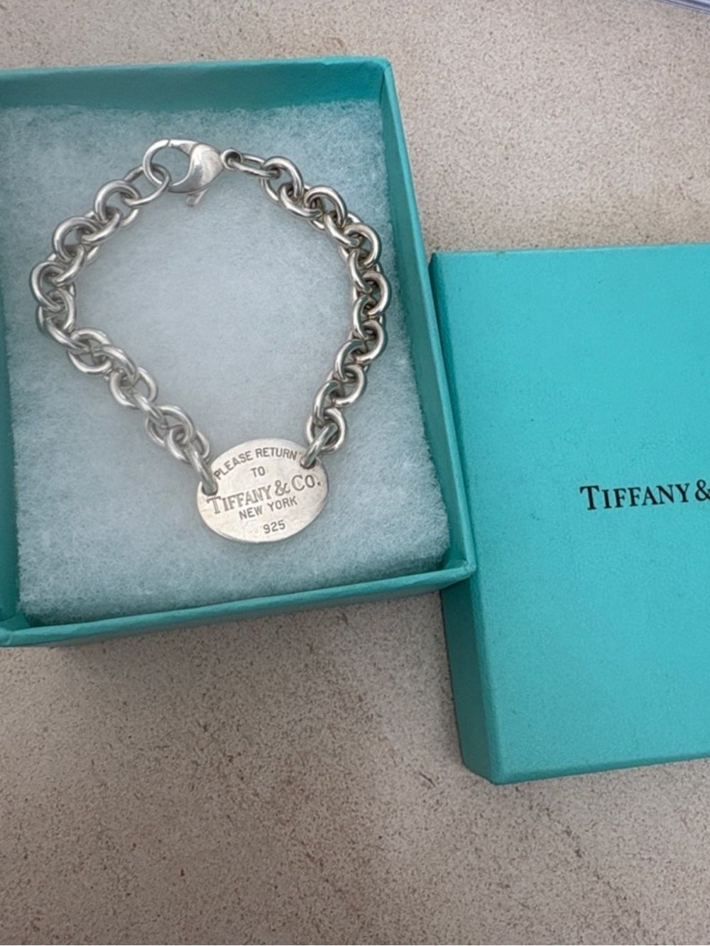 Tiffany & Co. Silver Link Bracelet with Oval Return Tag